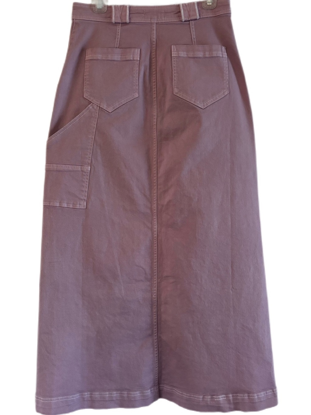 Anthropologie Pilcro Denim Carpenter Maxi Skirt Lilac Size 6 - Picture 5 of 10